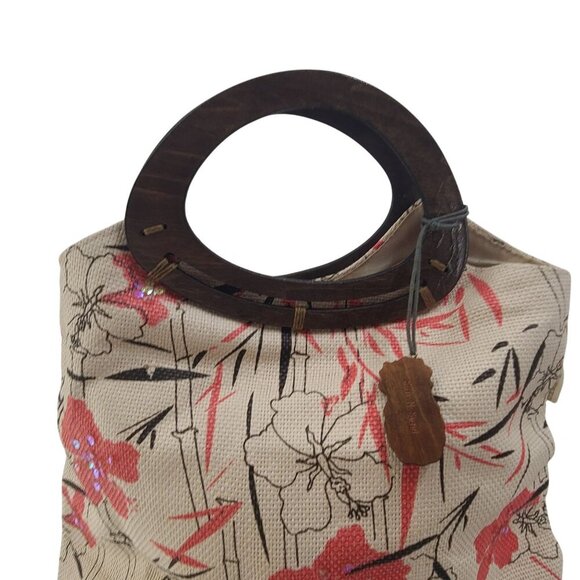 Sun N' Sand Women's Handbag Floral Cream  Pink One Size Woodhandel - Picture 3 of 10